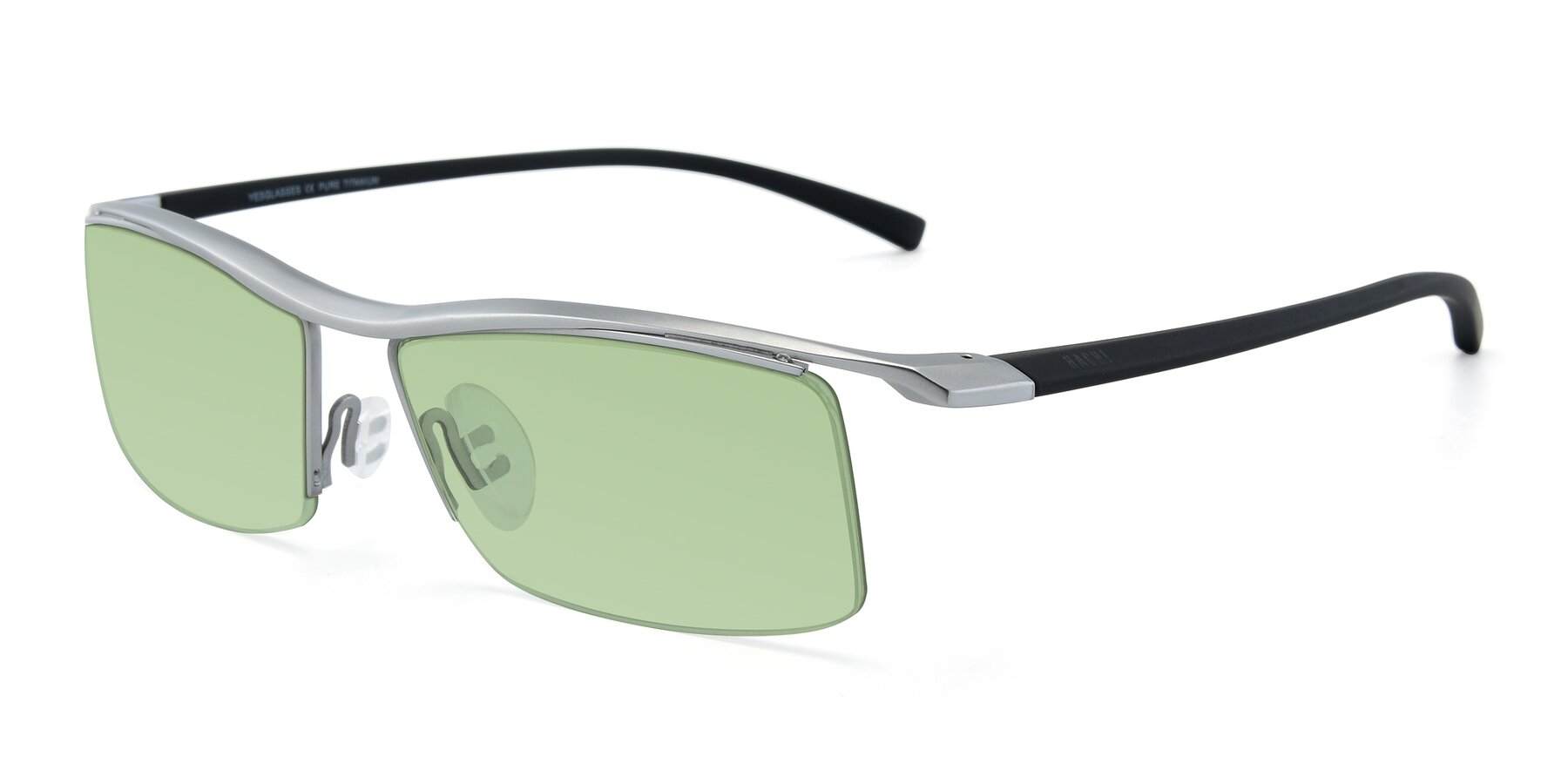 Angle of 40001 in Silver with Medium Green Tinted Lenses
