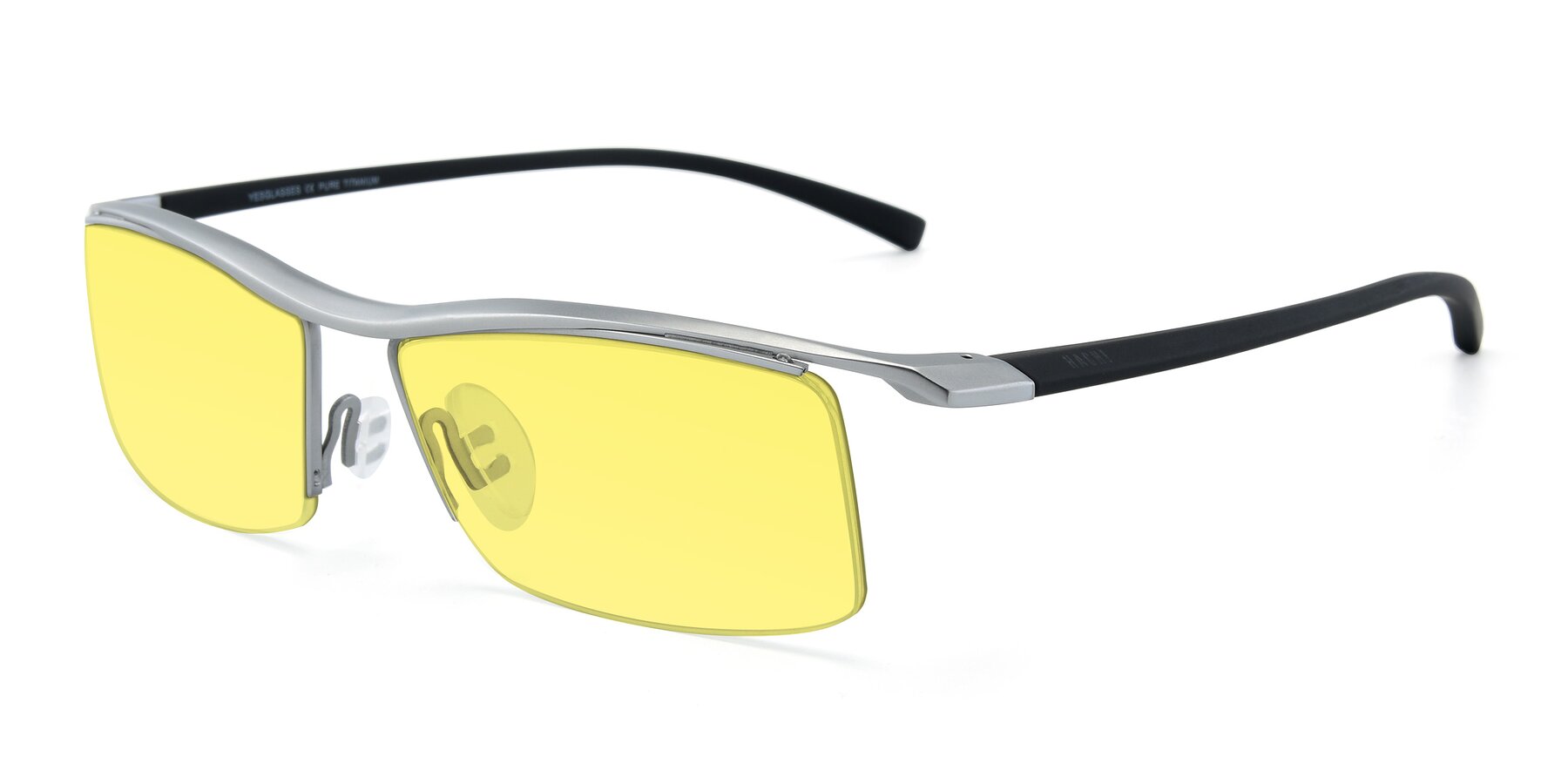 Angle of 40001 in Silver with Medium Yellow Tinted Lenses