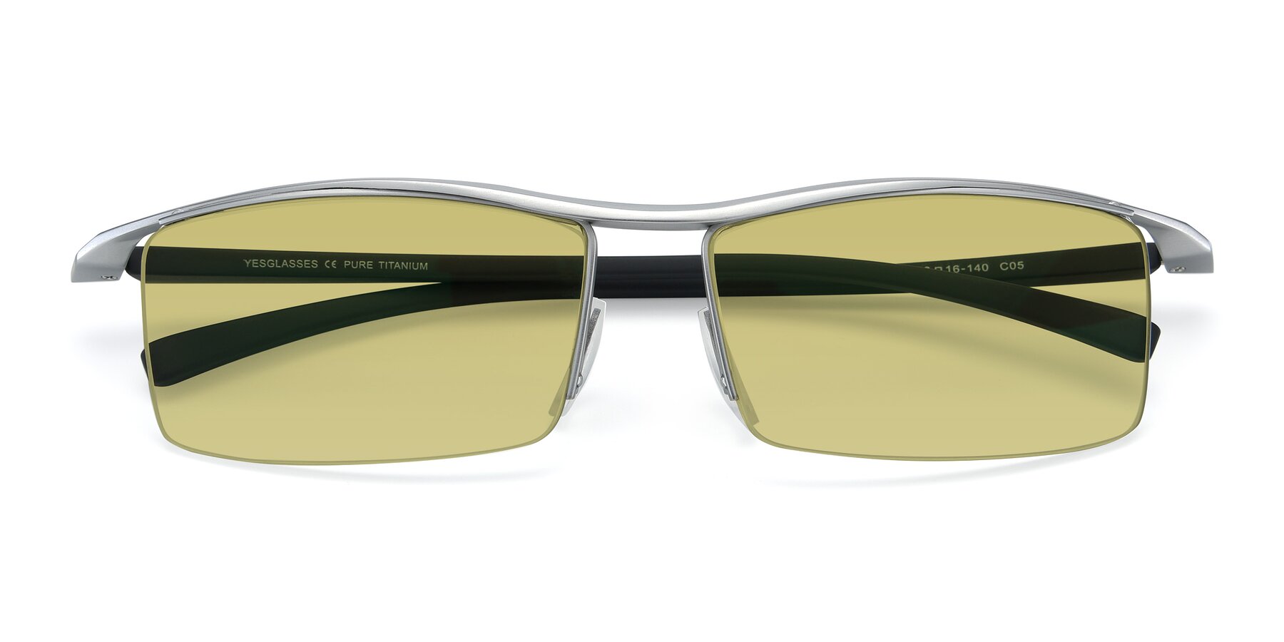 Folded Front of 40001 in Silver with Medium Champagne Tinted Lenses