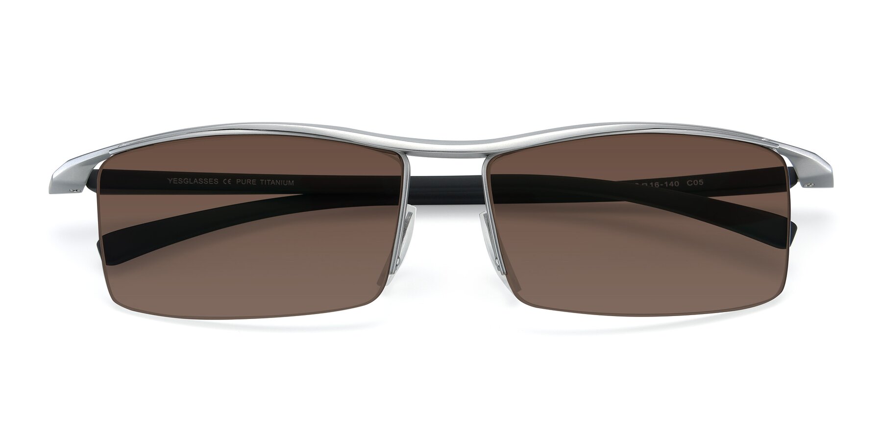 Folded Front of 40001 in Silver with Brown Tinted Lenses