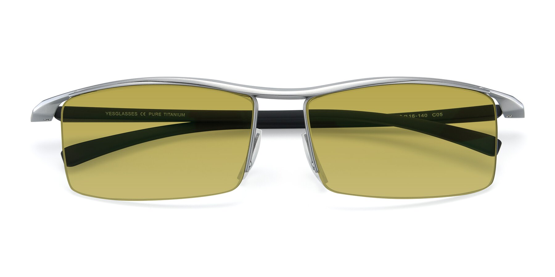 Folded Front of 40001 in Silver with Champagne Tinted Lenses
