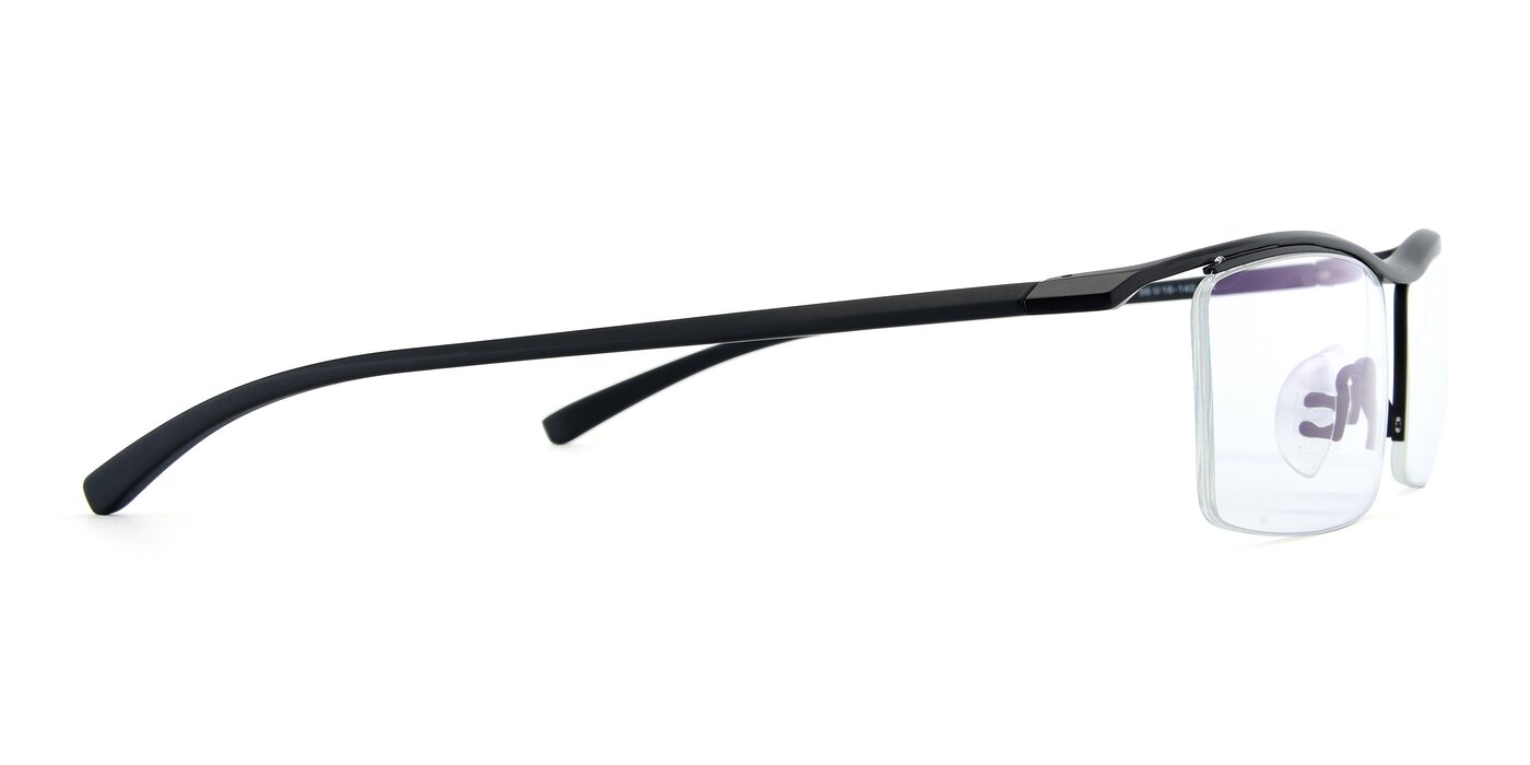 Black Wide Browline Semi Rimless Blue Light Glasses 40001 