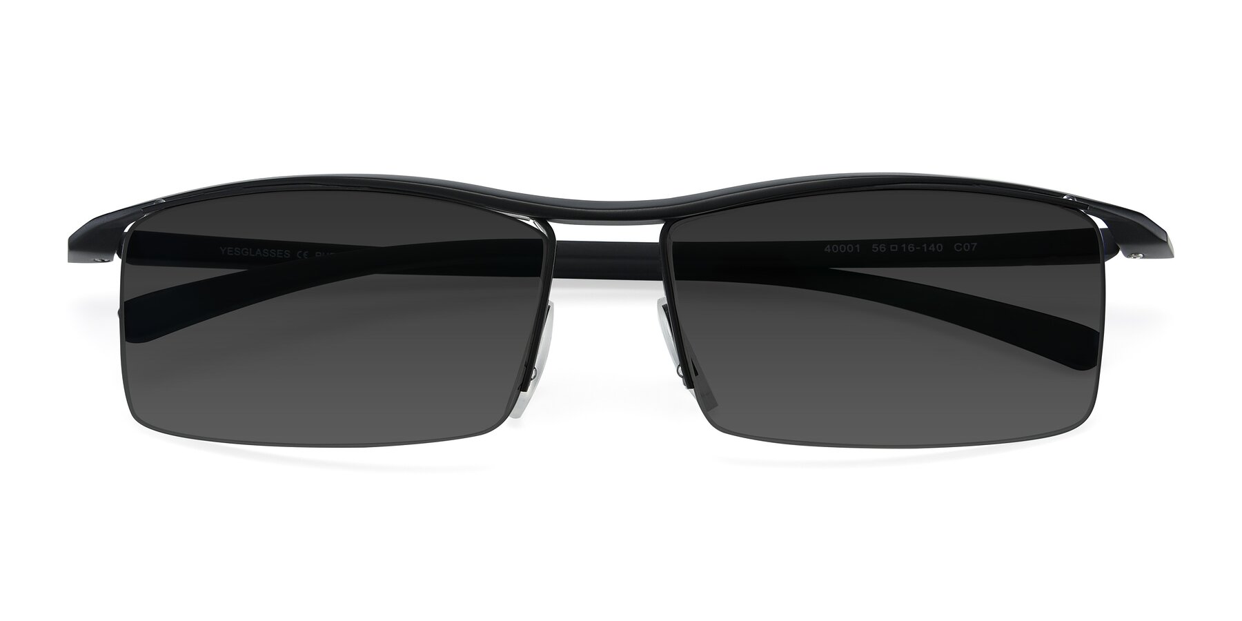 Folded Front of 40001 in Black with Gray Tinted Lenses
