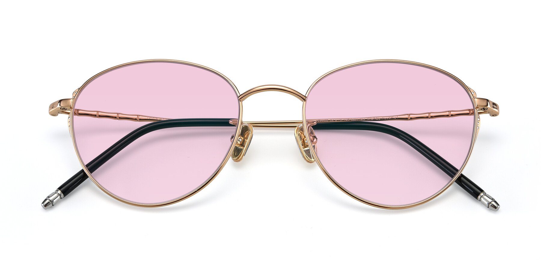 Folded Front of 90056 in Rose Gold with Light Pink Tinted Lenses