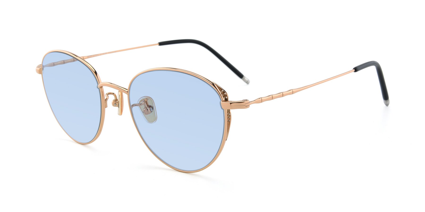 Angle of 90056 in Rose Gold with Light Blue Tinted Lenses