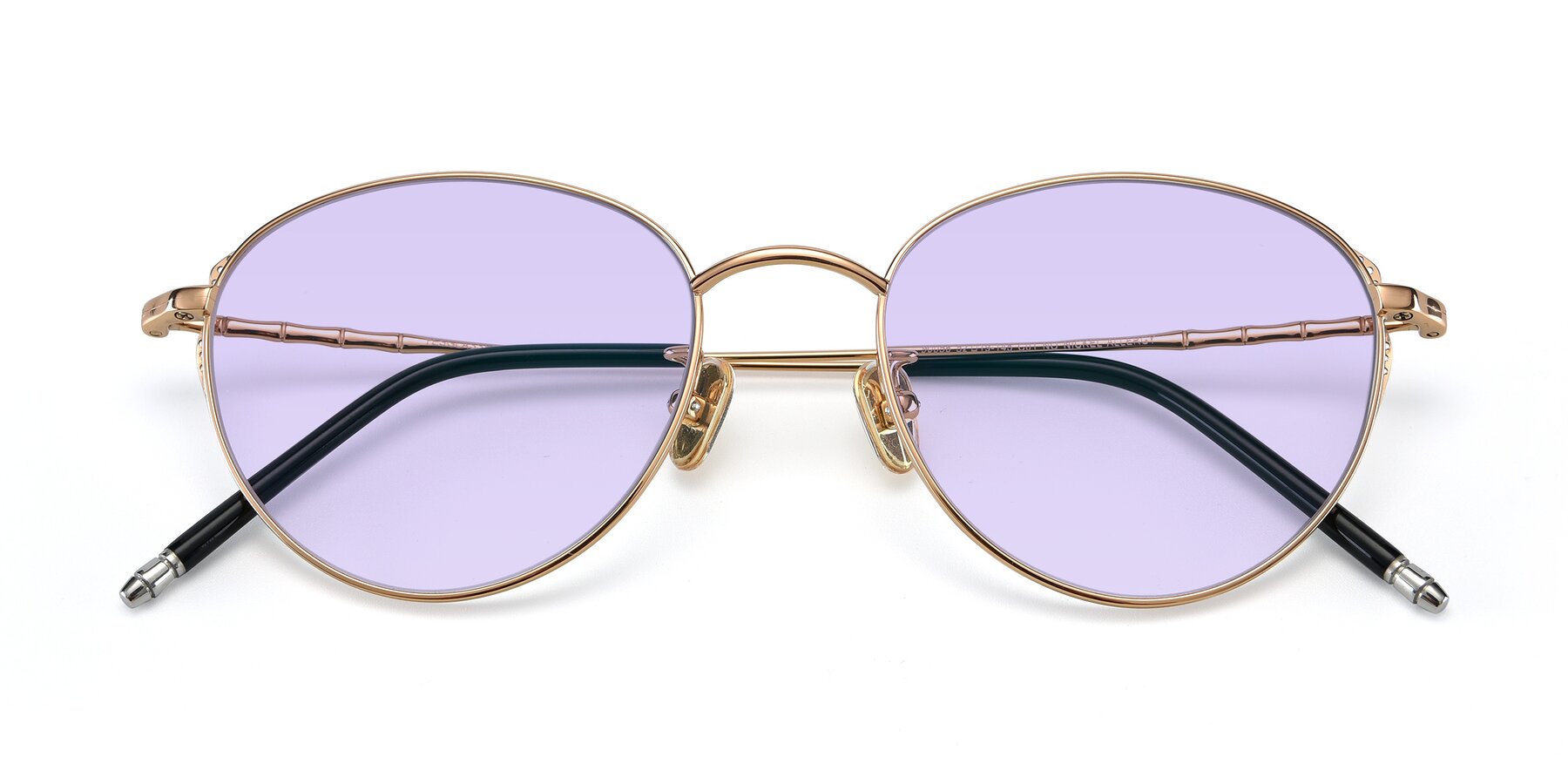 Folded Front of 90056 in Rose Gold with Light Purple Tinted Lenses