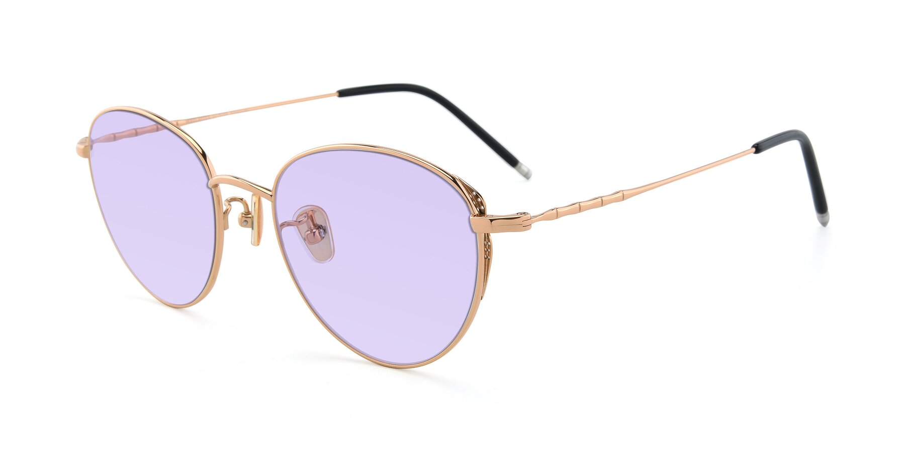 Angle of 90056 in Rose Gold with Light Purple Tinted Lenses