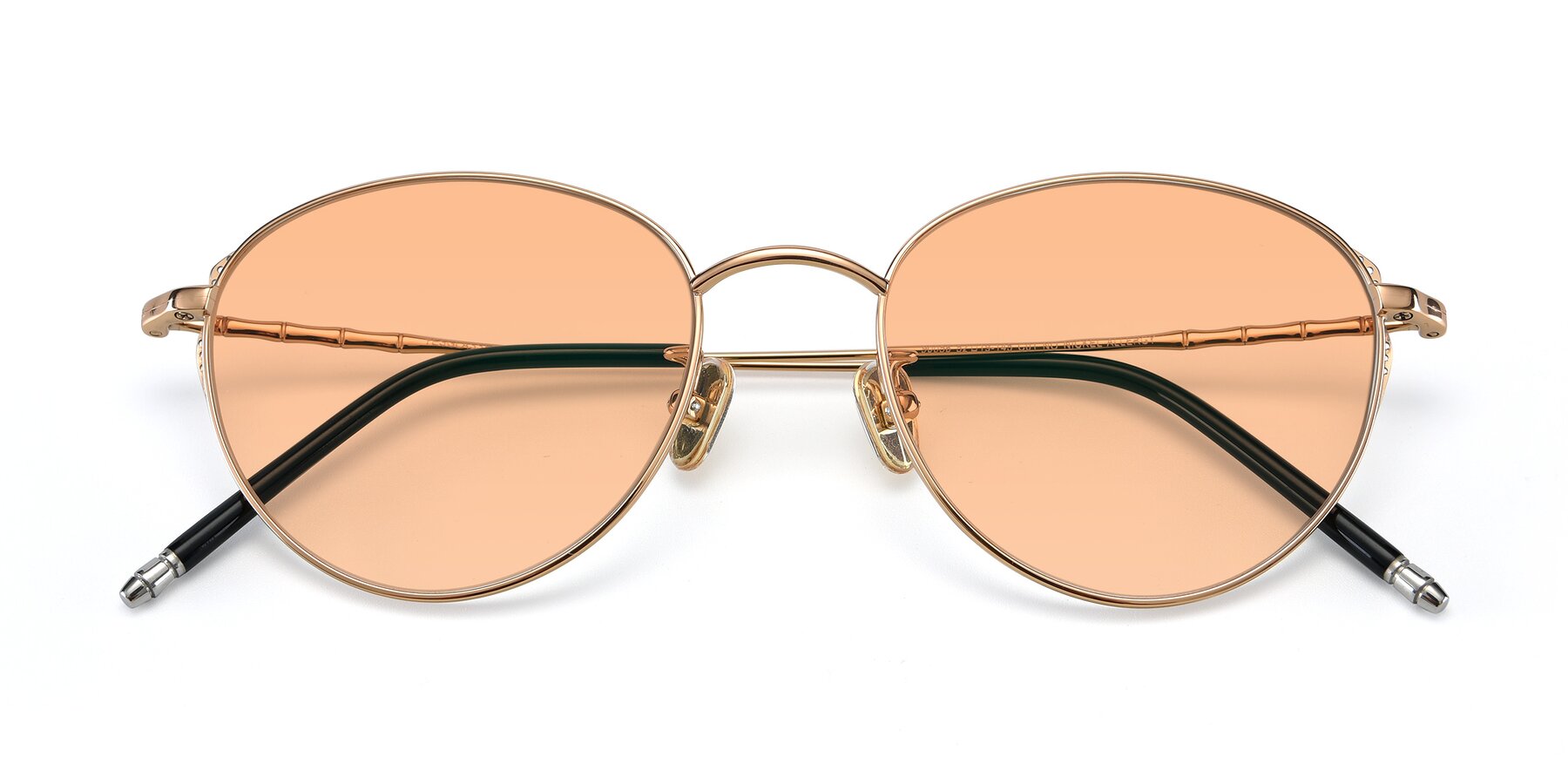 Folded Front of 90056 in Rose Gold with Light Orange Tinted Lenses