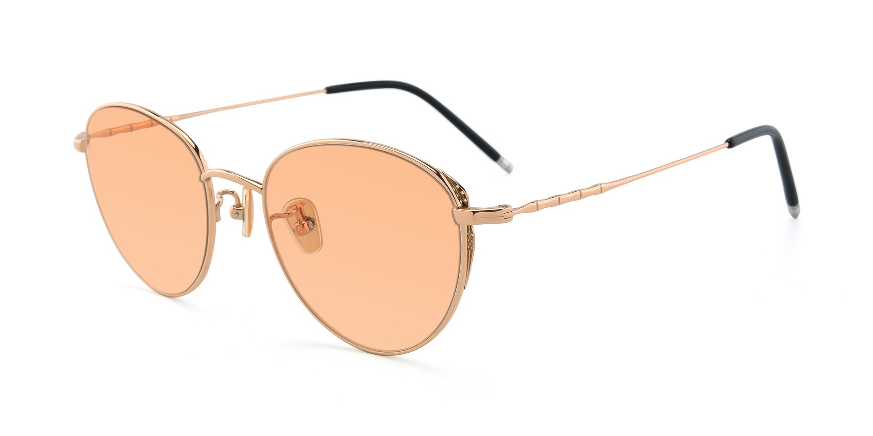 Angle of 90056 in Rose Gold with Light Orange Tinted Lenses