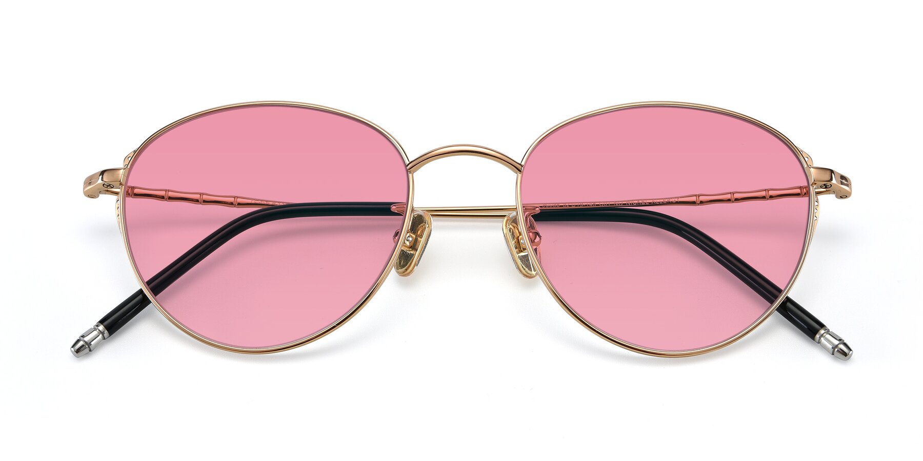Folded Front of 90056 in Rose Gold with Pink Tinted Lenses