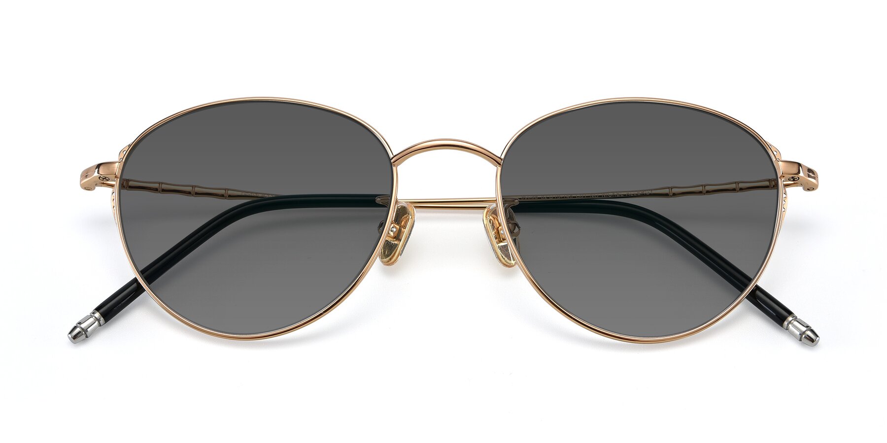 Folded Front of 90056 in Rose Gold with Medium Gray Tinted Lenses