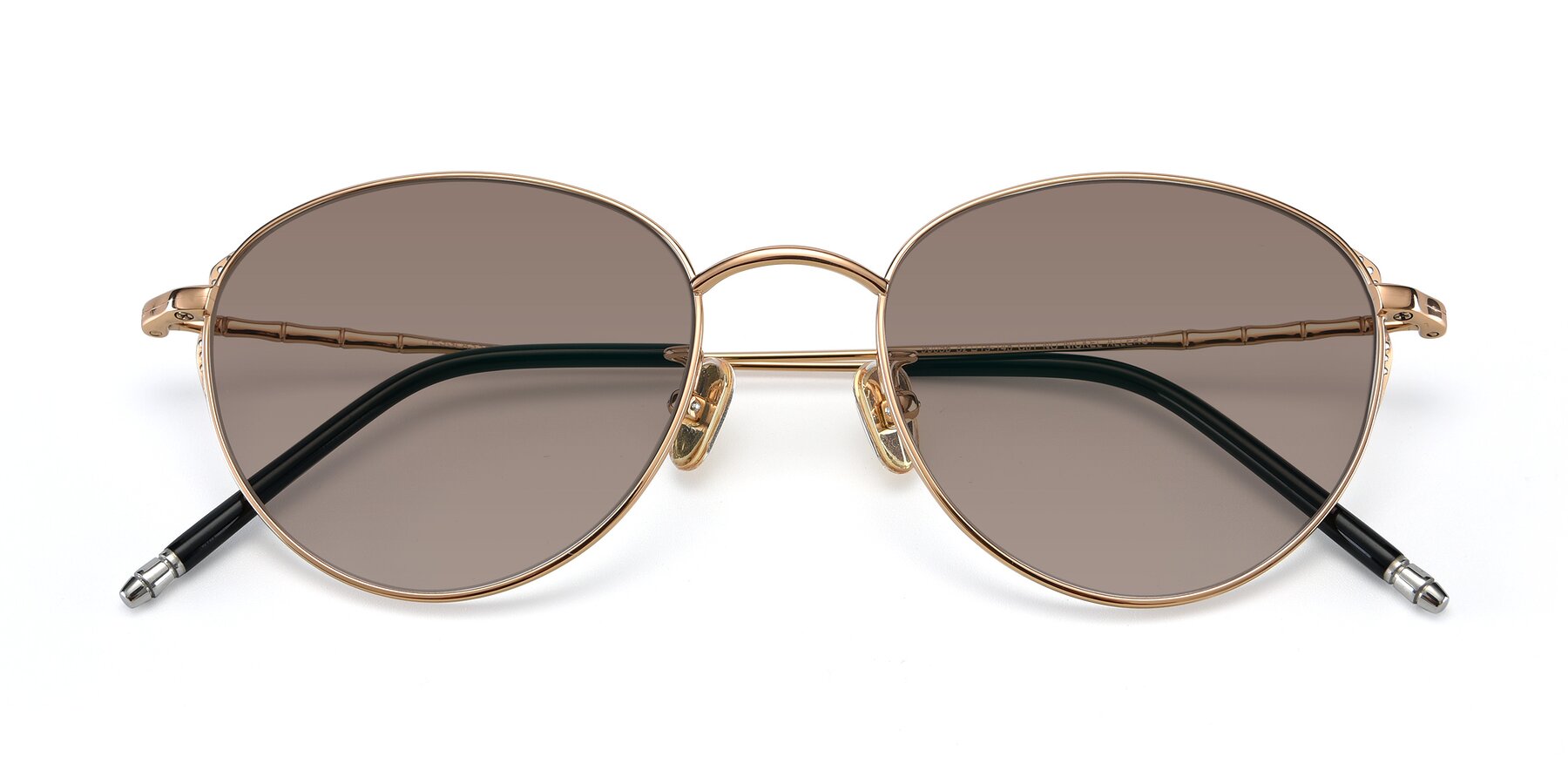 Folded Front of 90056 in Rose Gold with Medium Brown Tinted Lenses