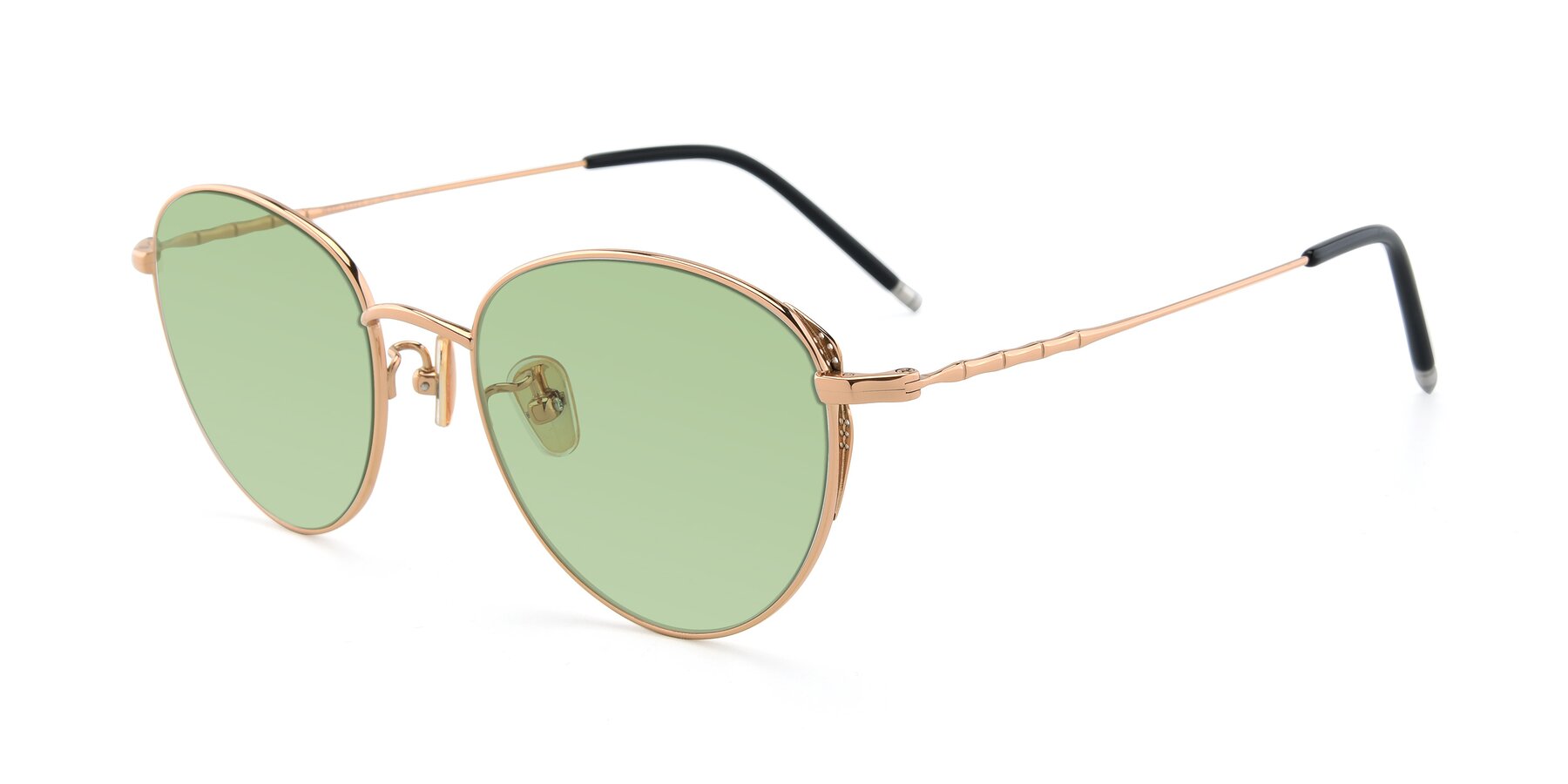 Angle of 90056 in Rose Gold with Medium Green Tinted Lenses