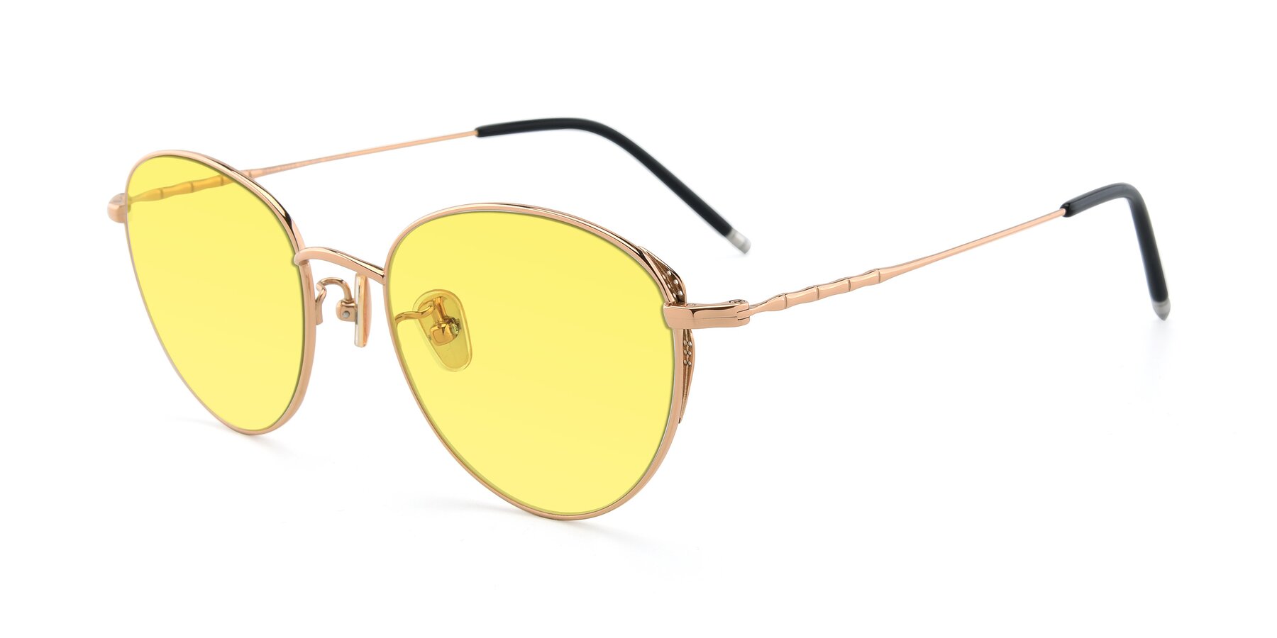 Angle of 90056 in Rose Gold with Medium Yellow Tinted Lenses