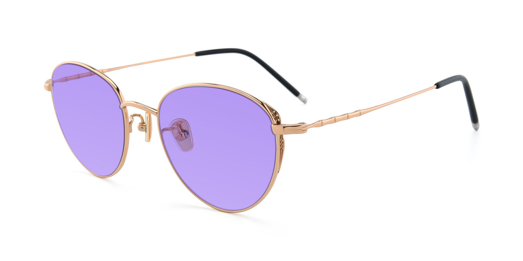 Angle of 90056 in Rose Gold with Medium Purple Tinted Lenses