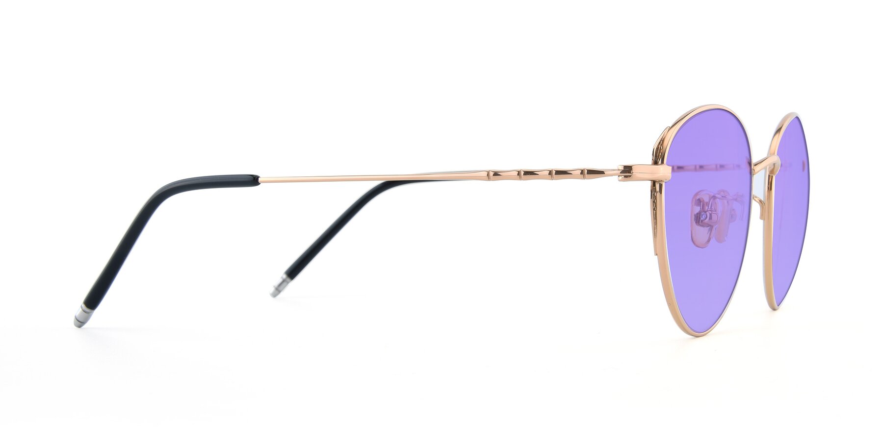 Side of 90056 in Rose Gold with Medium Purple Tinted Lenses