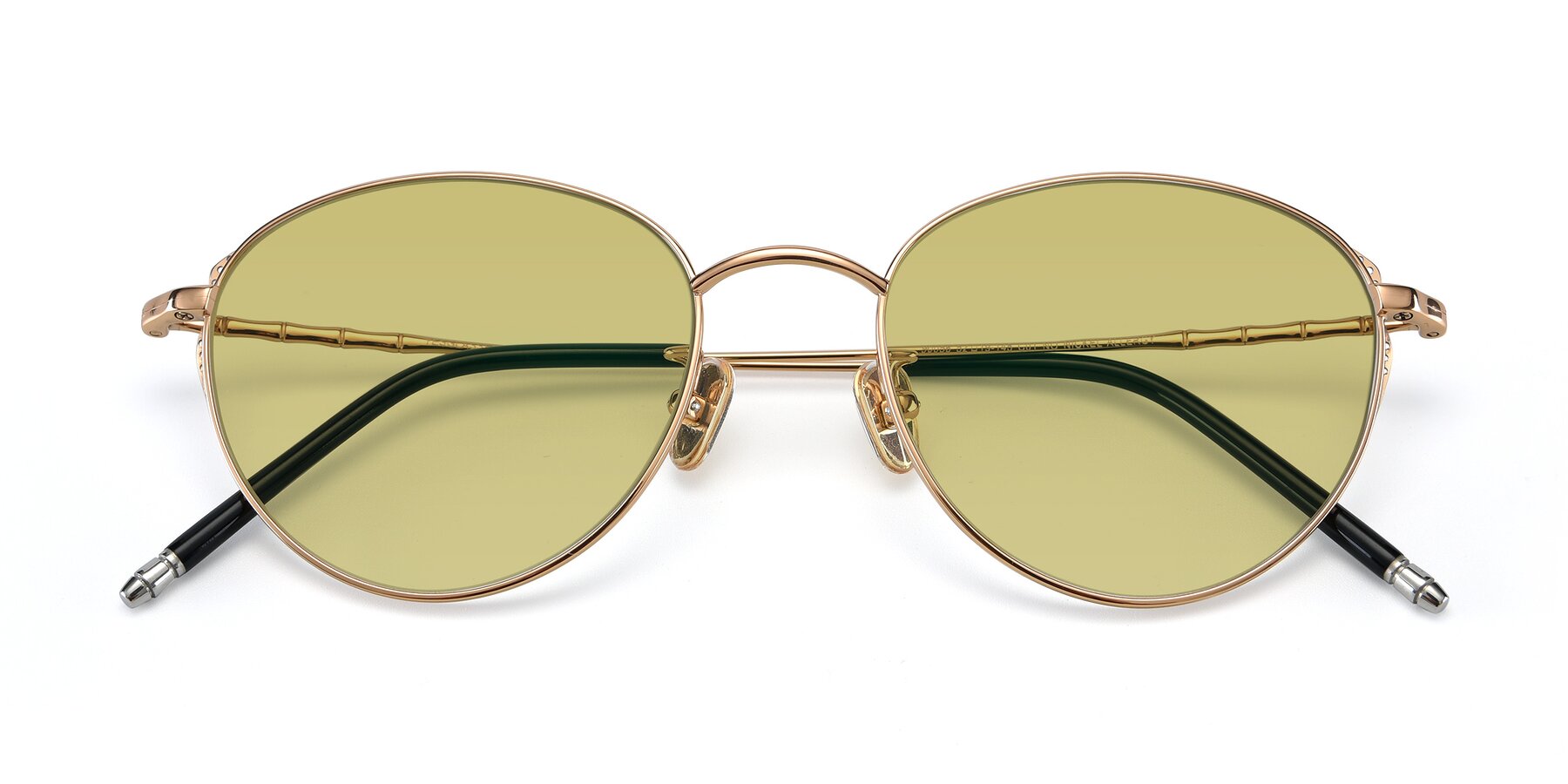 Folded Front of 90056 in Rose Gold with Medium Champagne Tinted Lenses