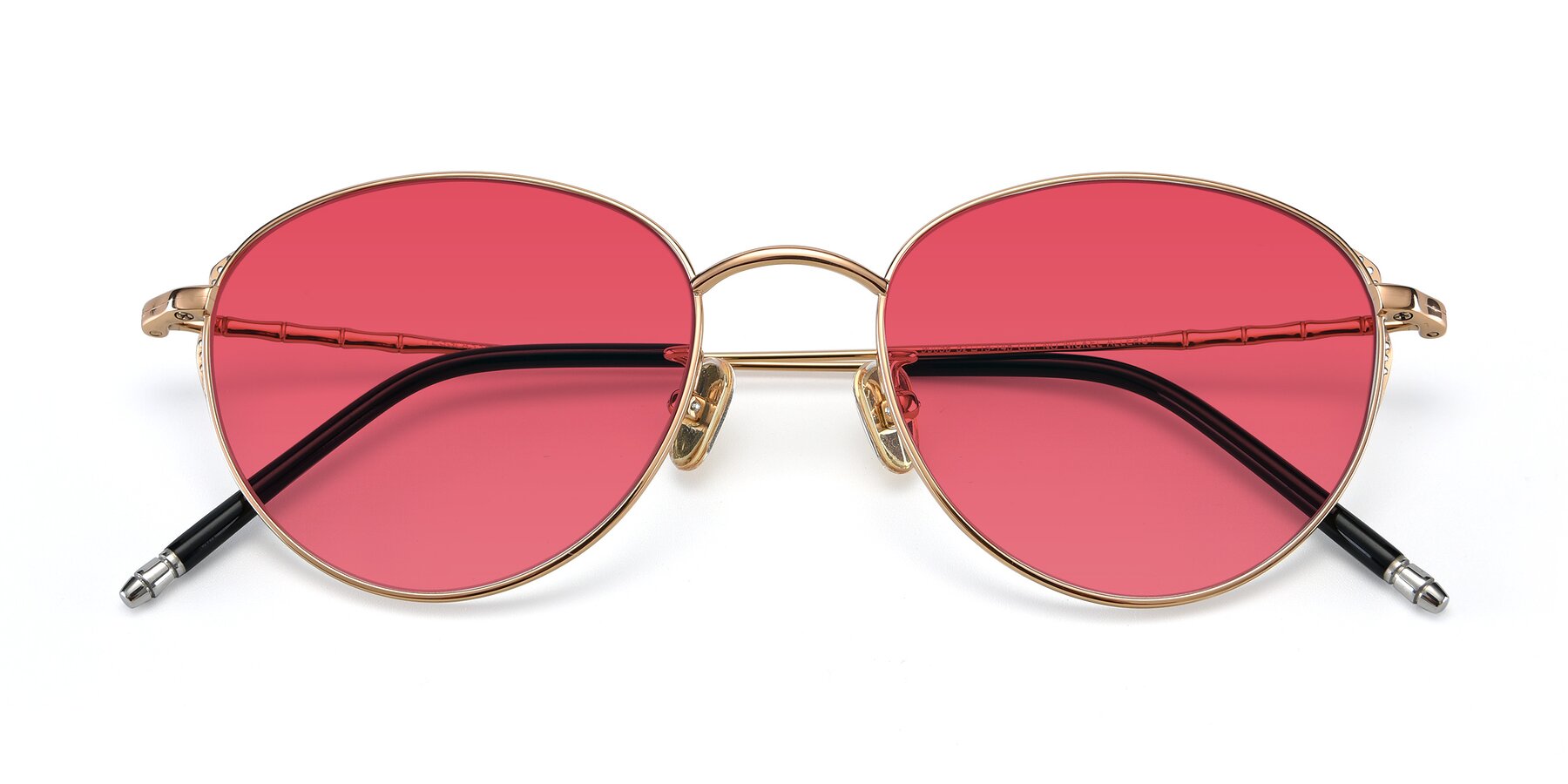 Folded Front of 90056 in Rose Gold with Red Tinted Lenses