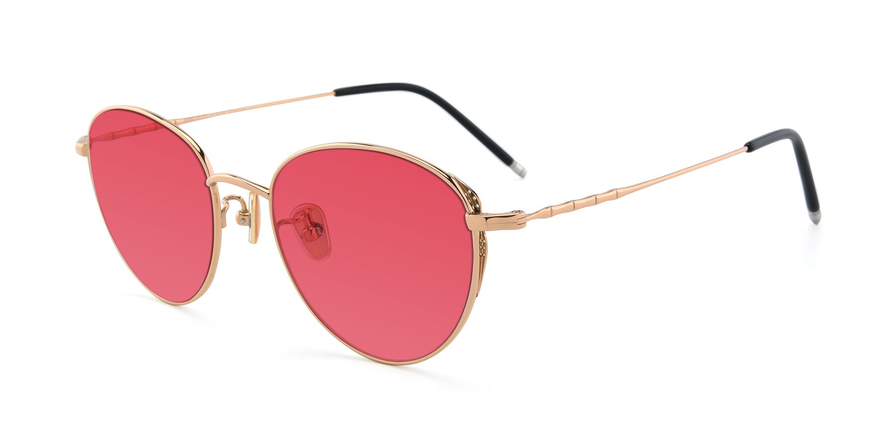 Angle of 90056 in Rose Gold with Red Tinted Lenses
