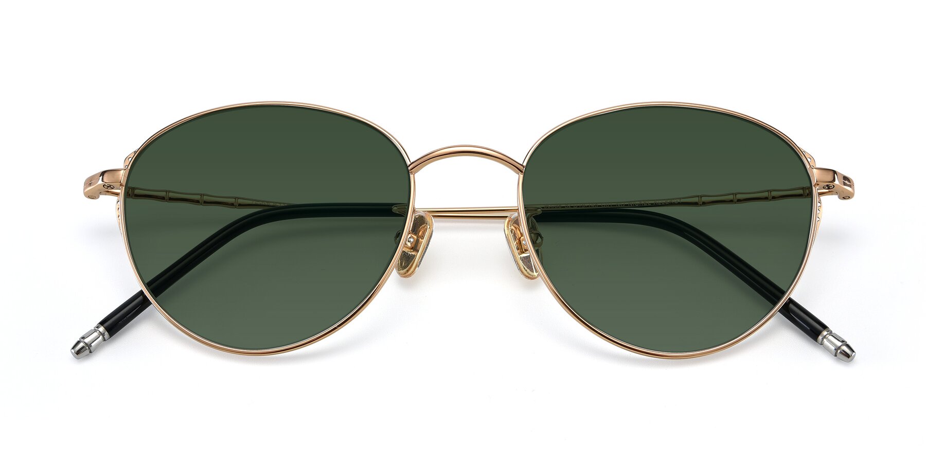 Folded Front of 90056 in Rose Gold with Green Tinted Lenses