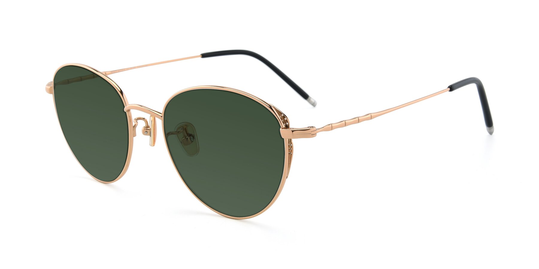 Angle of 90056 in Rose Gold with Green Tinted Lenses