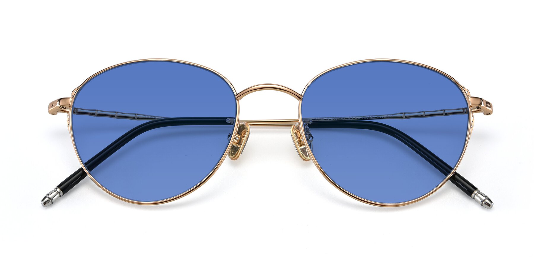 Folded Front of 90056 in Rose Gold with Blue Tinted Lenses
