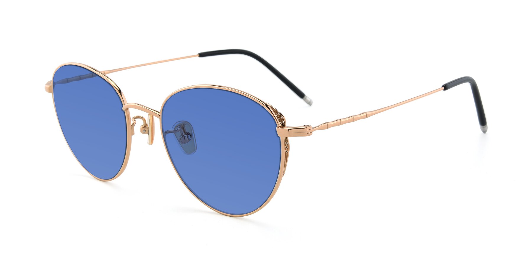 Angle of 90056 in Rose Gold with Blue Tinted Lenses