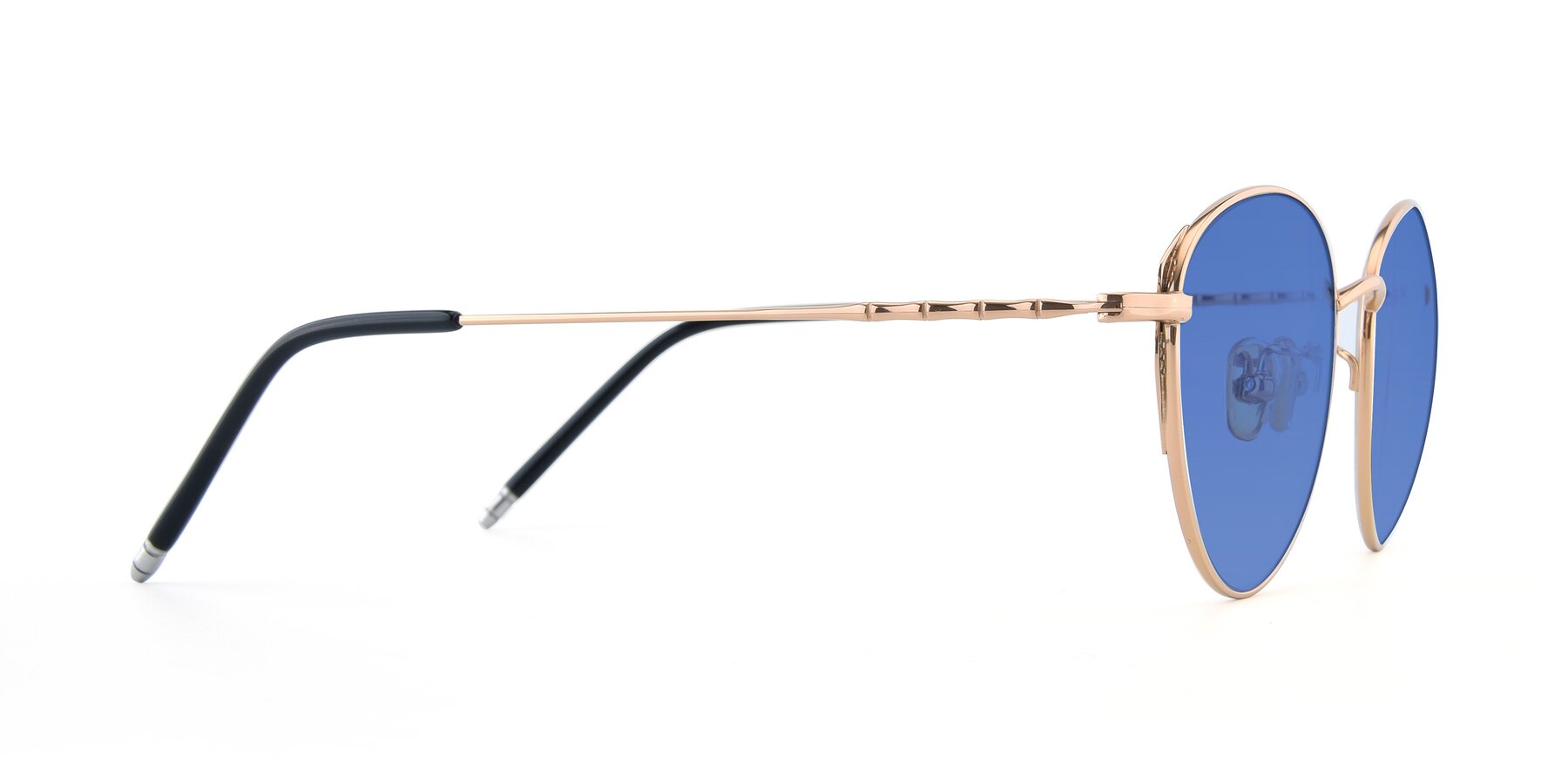 Side of 90056 in Rose Gold with Blue Tinted Lenses