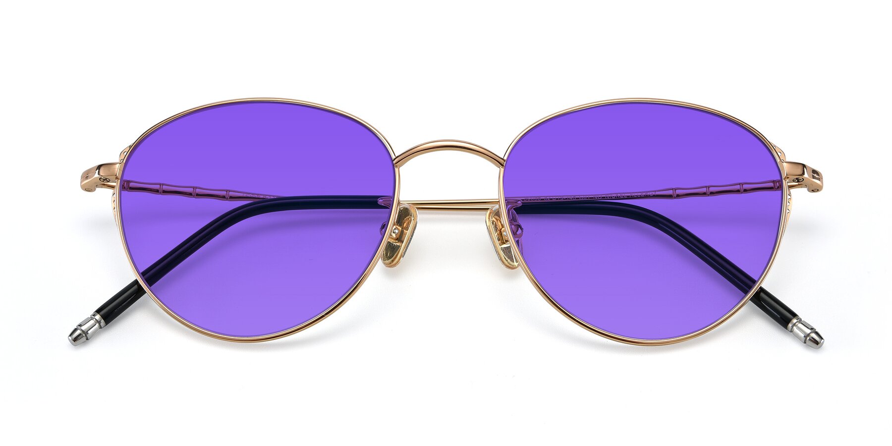 Folded Front of 90056 in Rose Gold with Purple Tinted Lenses