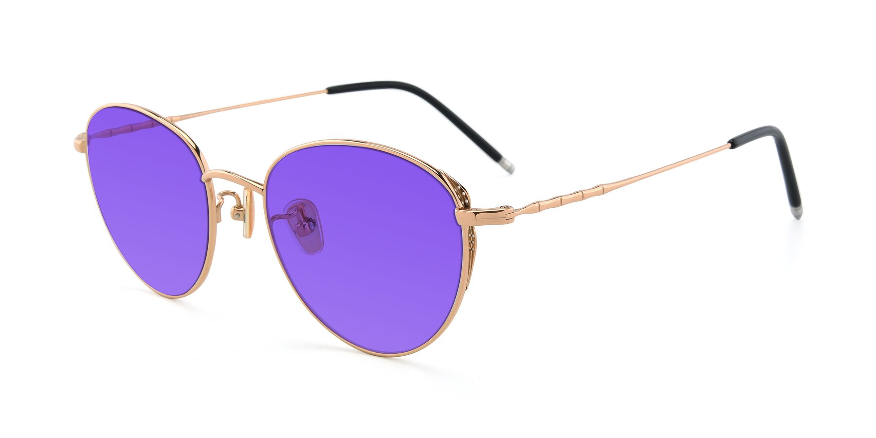 Angle of 90056 in Rose Gold with Purple Tinted Lenses