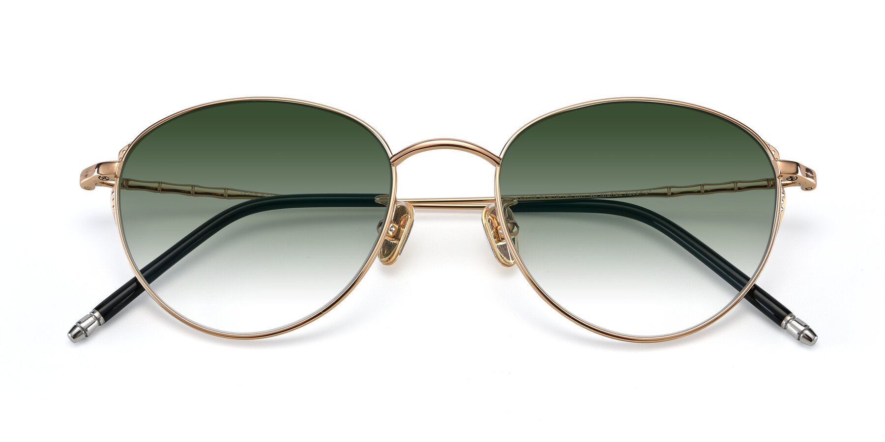 Folded Front of 90056 in Rose Gold with Green Gradient Lenses