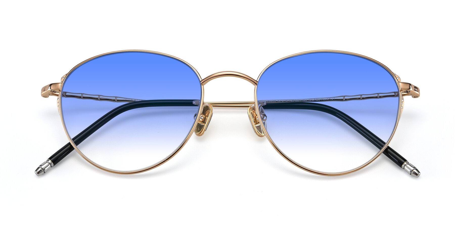 Folded Front of 90056 in Rose Gold with Blue Gradient Lenses