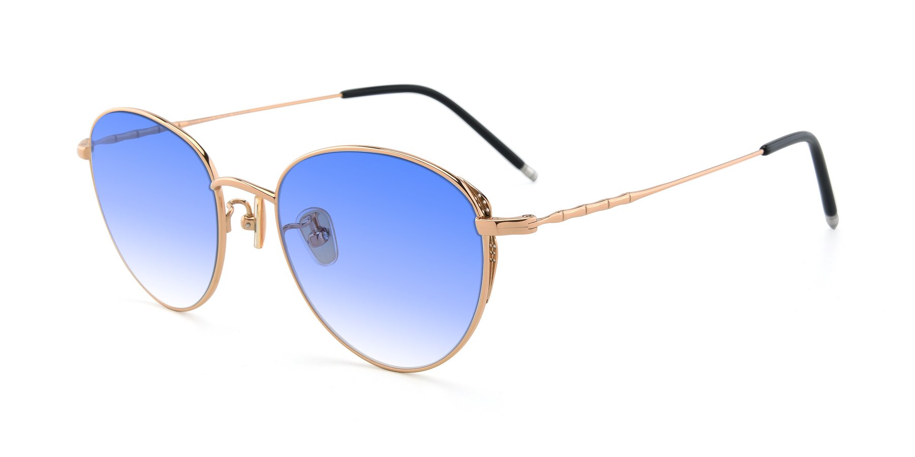 Angle of 90056 in Rose Gold with Blue Gradient Lenses