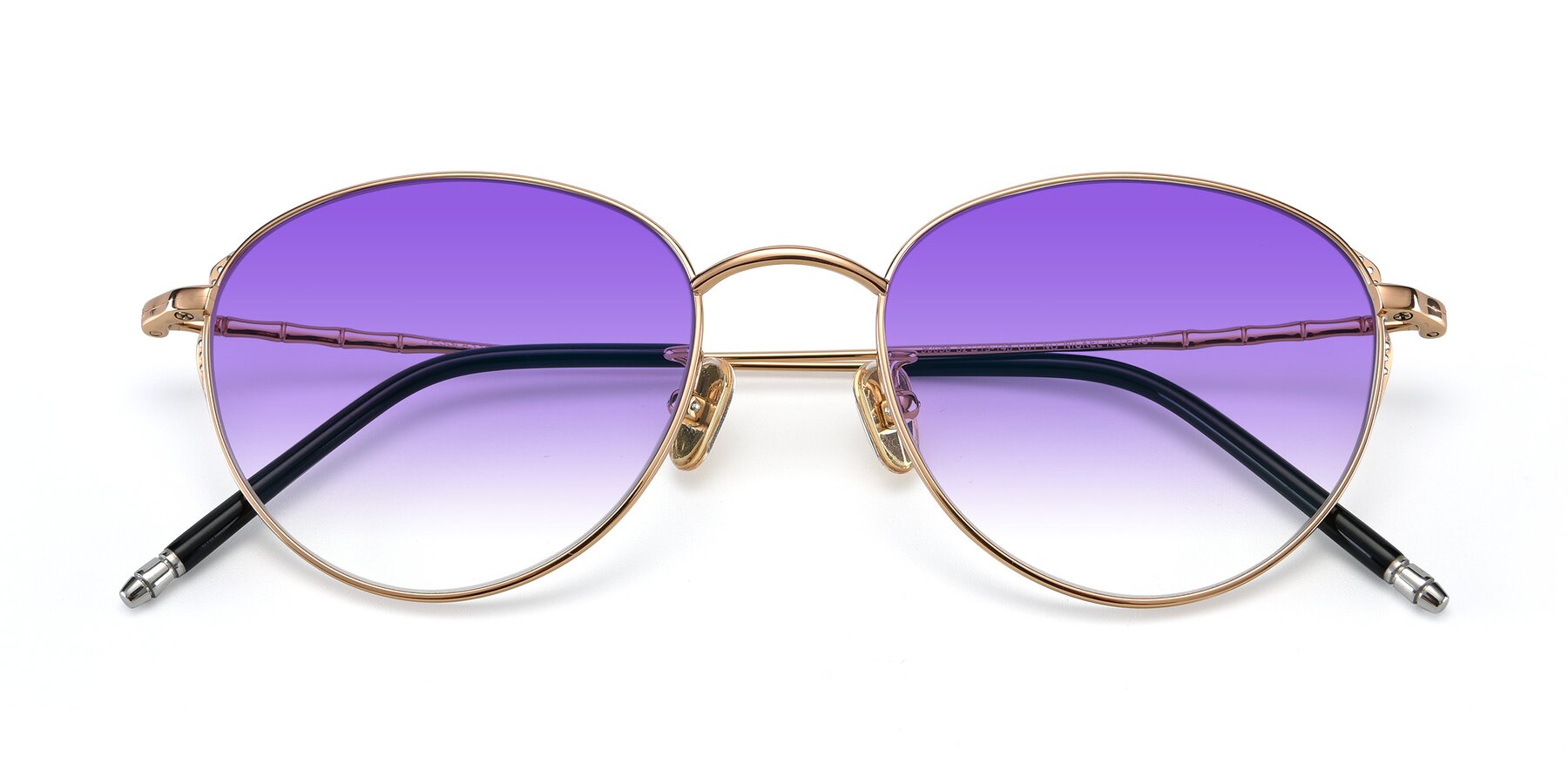 Folded Front of 90056 in Rose Gold with Purple Gradient Lenses