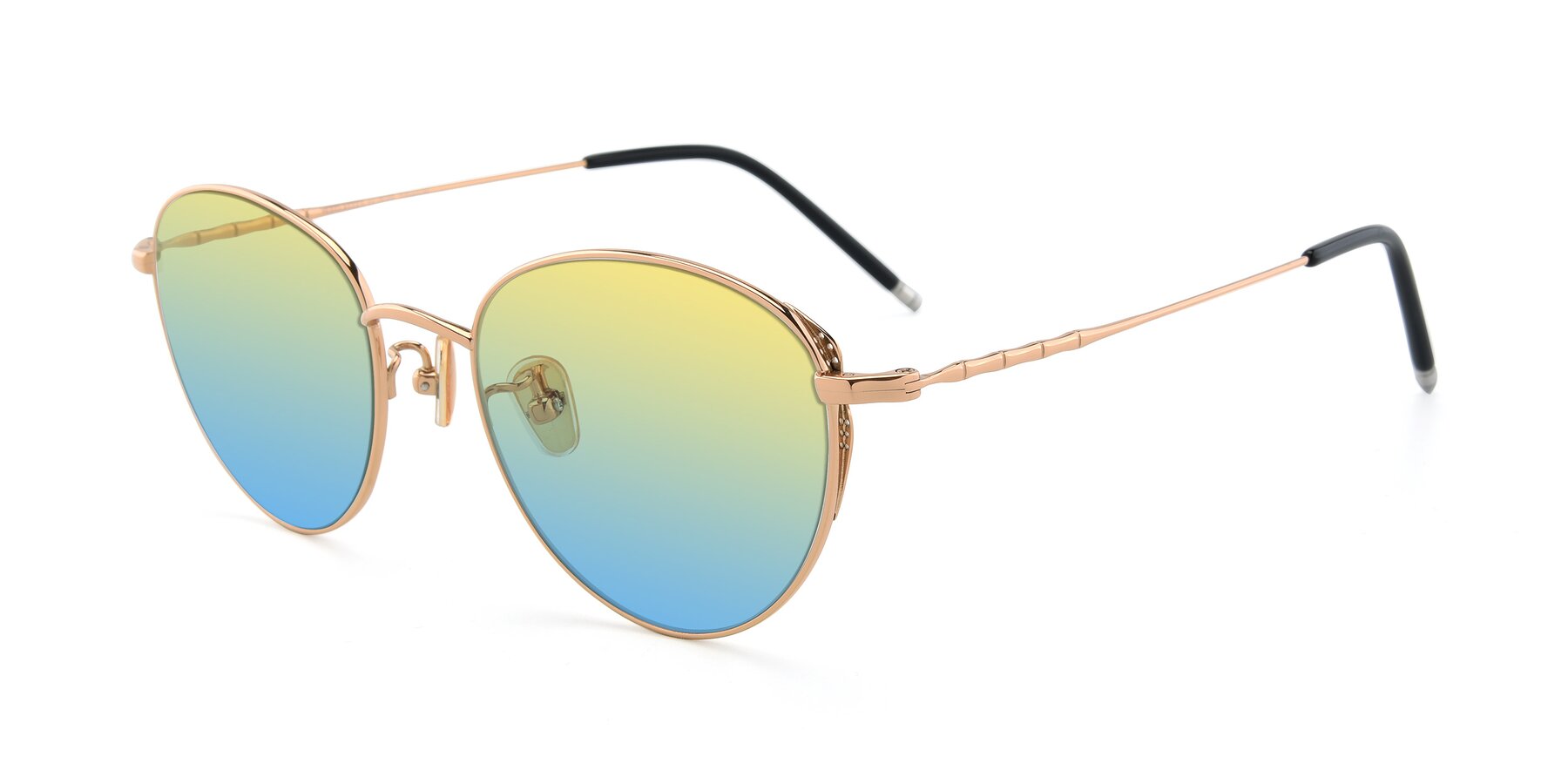 Angle of 90056 in Rose Gold with Yellow / Blue Gradient Lenses