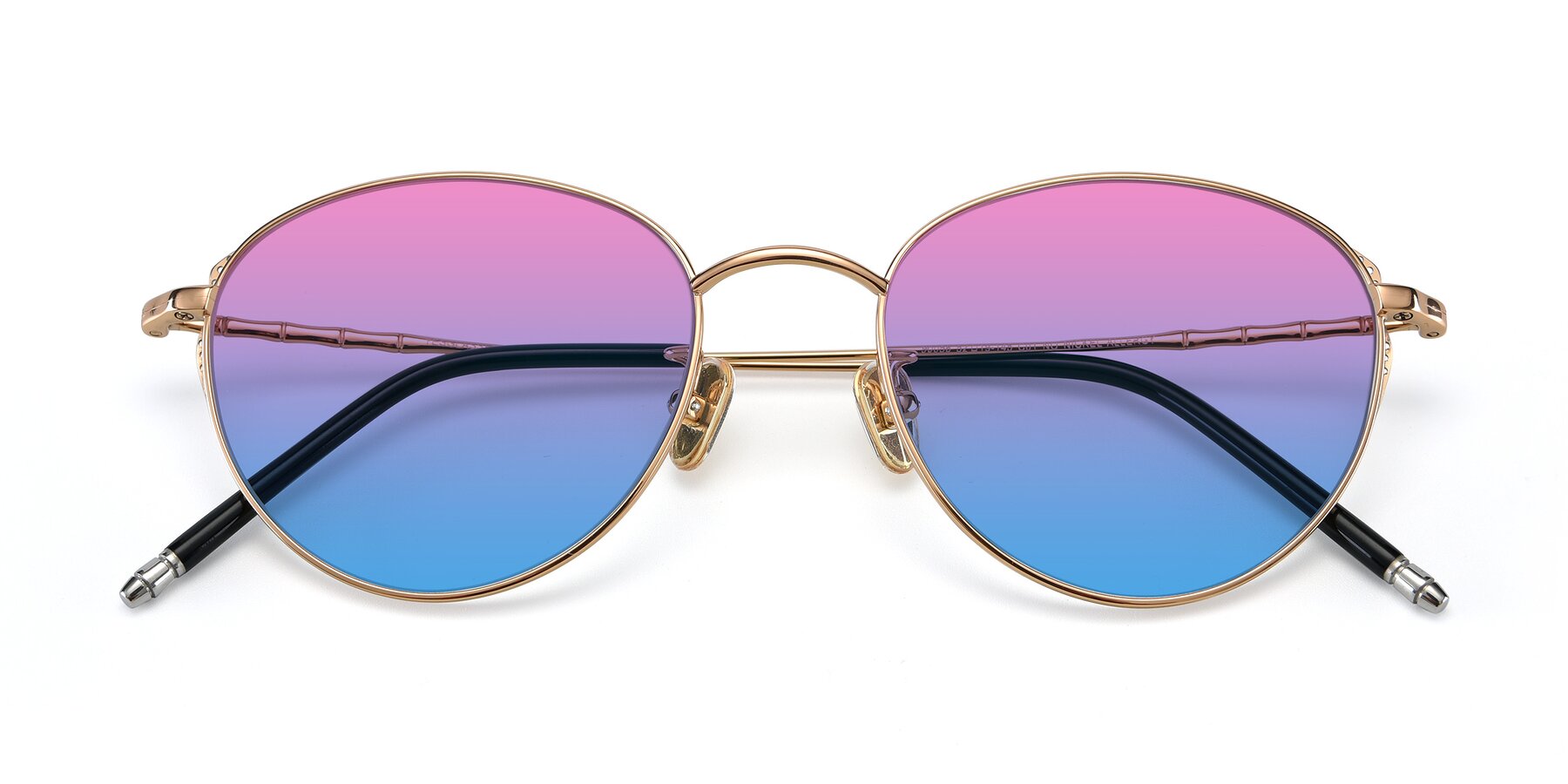 Folded Front of 90056 in Rose Gold with Pink / Blue Gradient Lenses