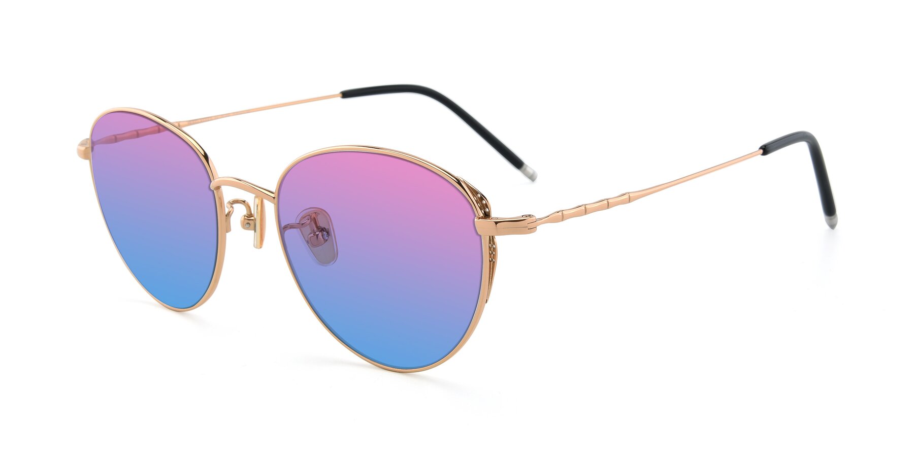 Angle of 90056 in Rose Gold with Pink / Blue Gradient Lenses
