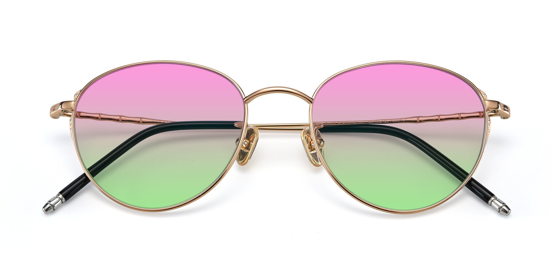 Folded Front of 90056 in Rose Gold with Pink / Green Gradient Lenses