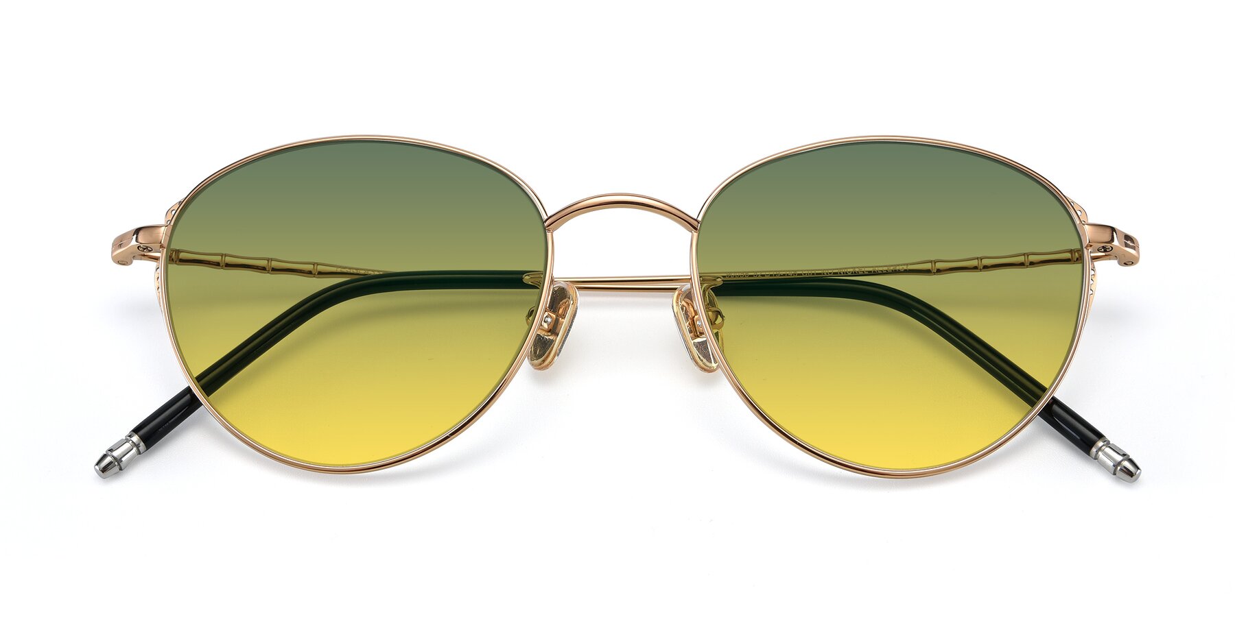 Folded Front of 90056 in Rose Gold with Green / Yellow Gradient Lenses