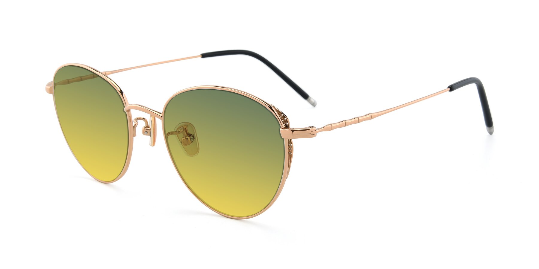 Angle of 90056 in Rose Gold with Green / Yellow Gradient Lenses