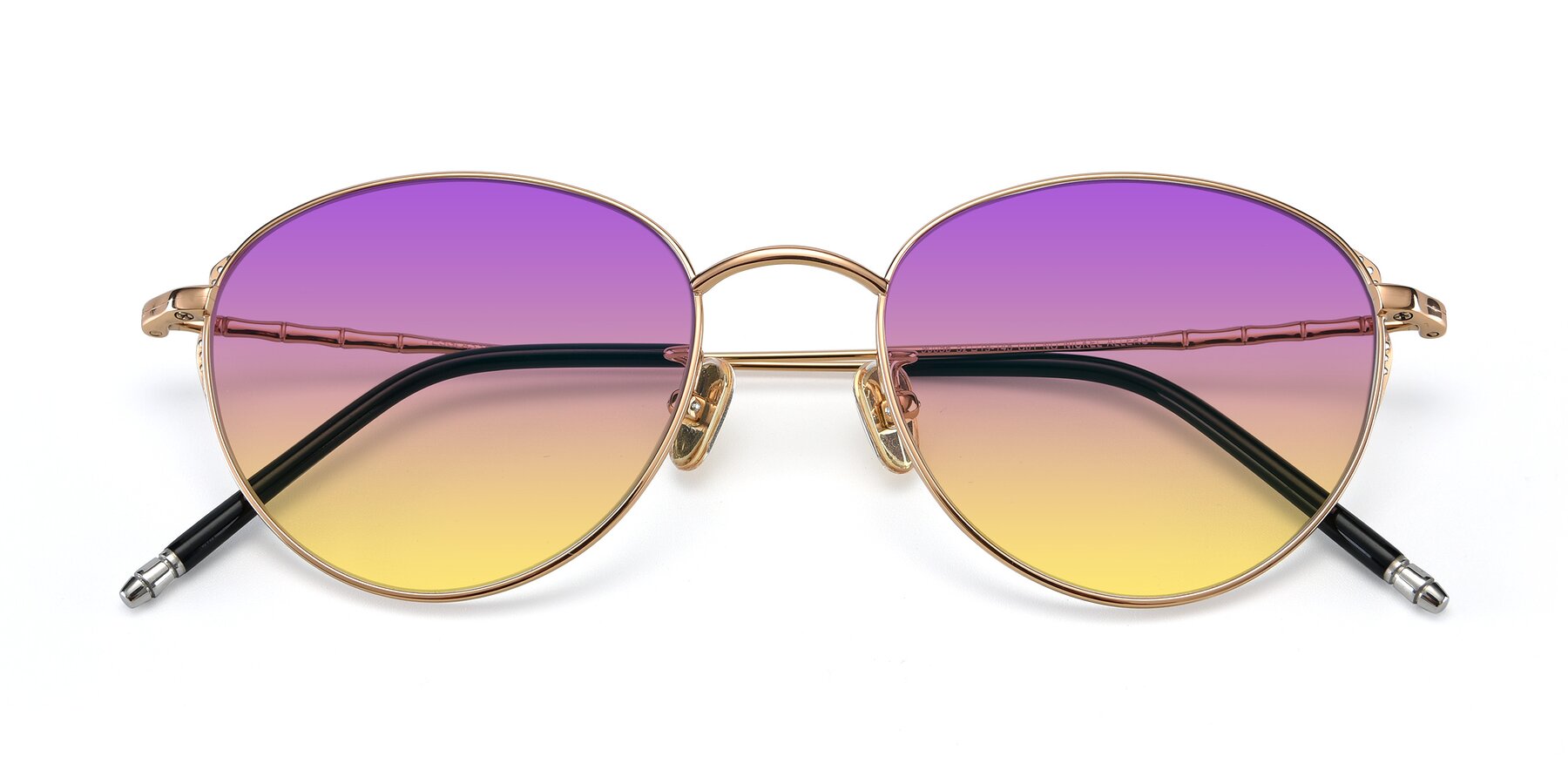 Folded Front of 90056 in Rose Gold with Purple / Yellow Gradient Lenses