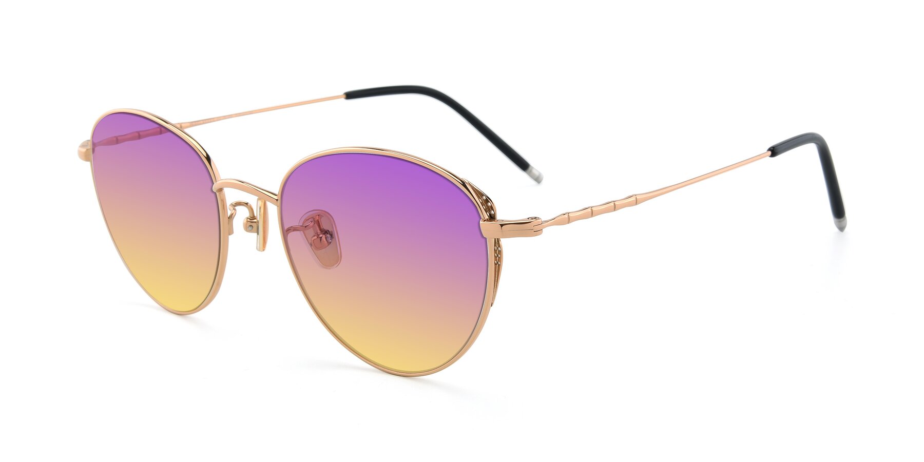 Angle of 90056 in Rose Gold with Purple / Yellow Gradient Lenses