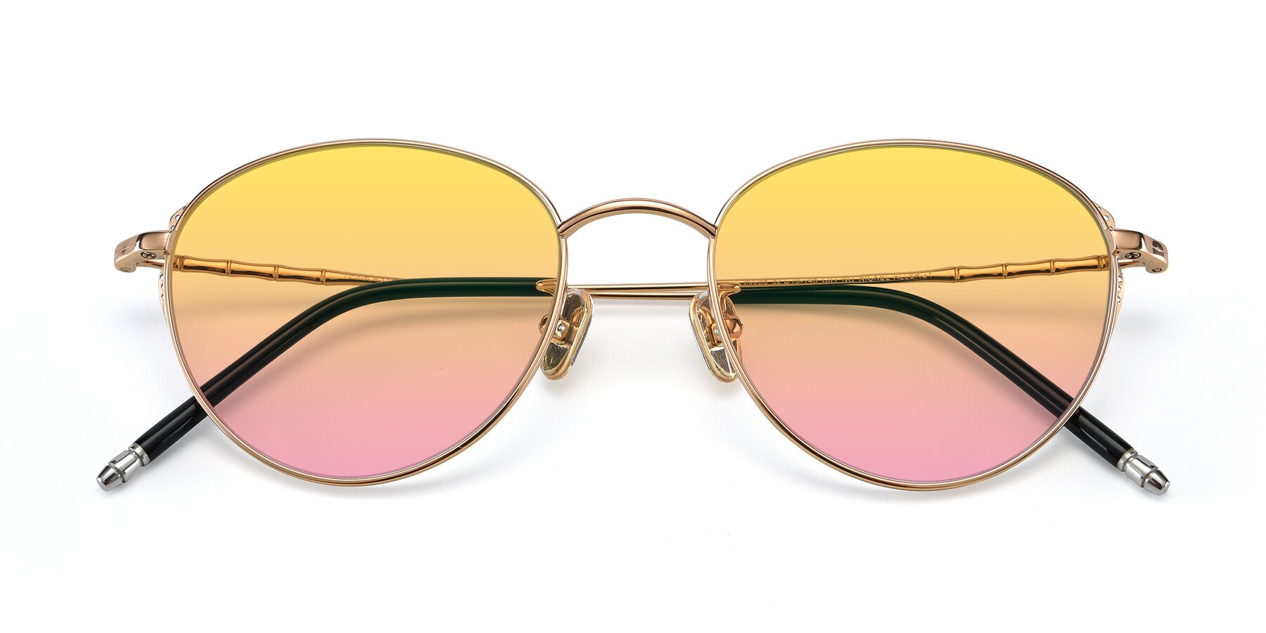 Folded Front of 90056 in Rose Gold with Yellow / Pink Gradient Lenses