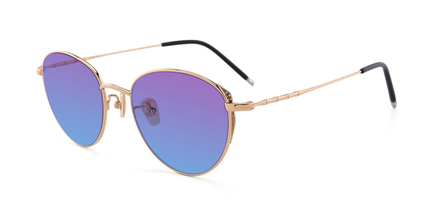 Angle of 90056 in Rose Gold with Purple / Blue Gradient Lenses