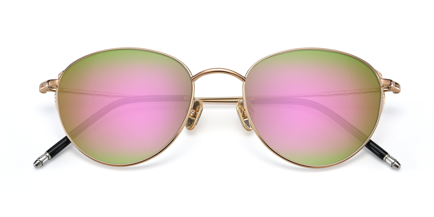 Folded Front of 90056 in Rose Gold with Pink Mirrored Lenses
