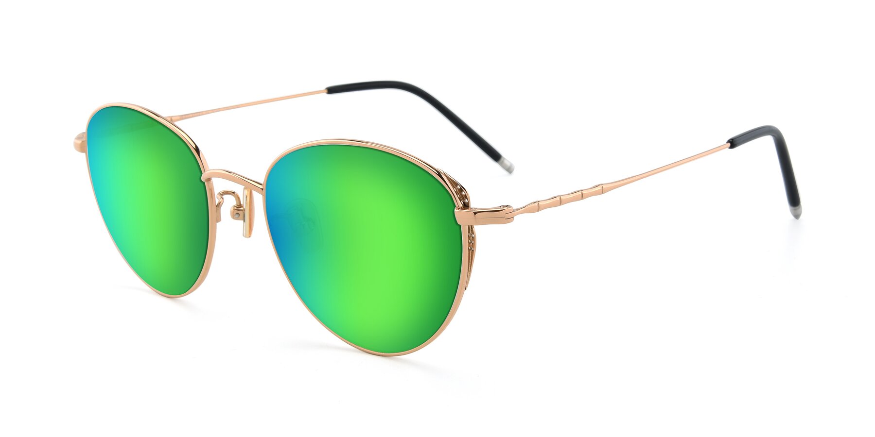 Angle of 90056 in Rose Gold with Green Mirrored Lenses