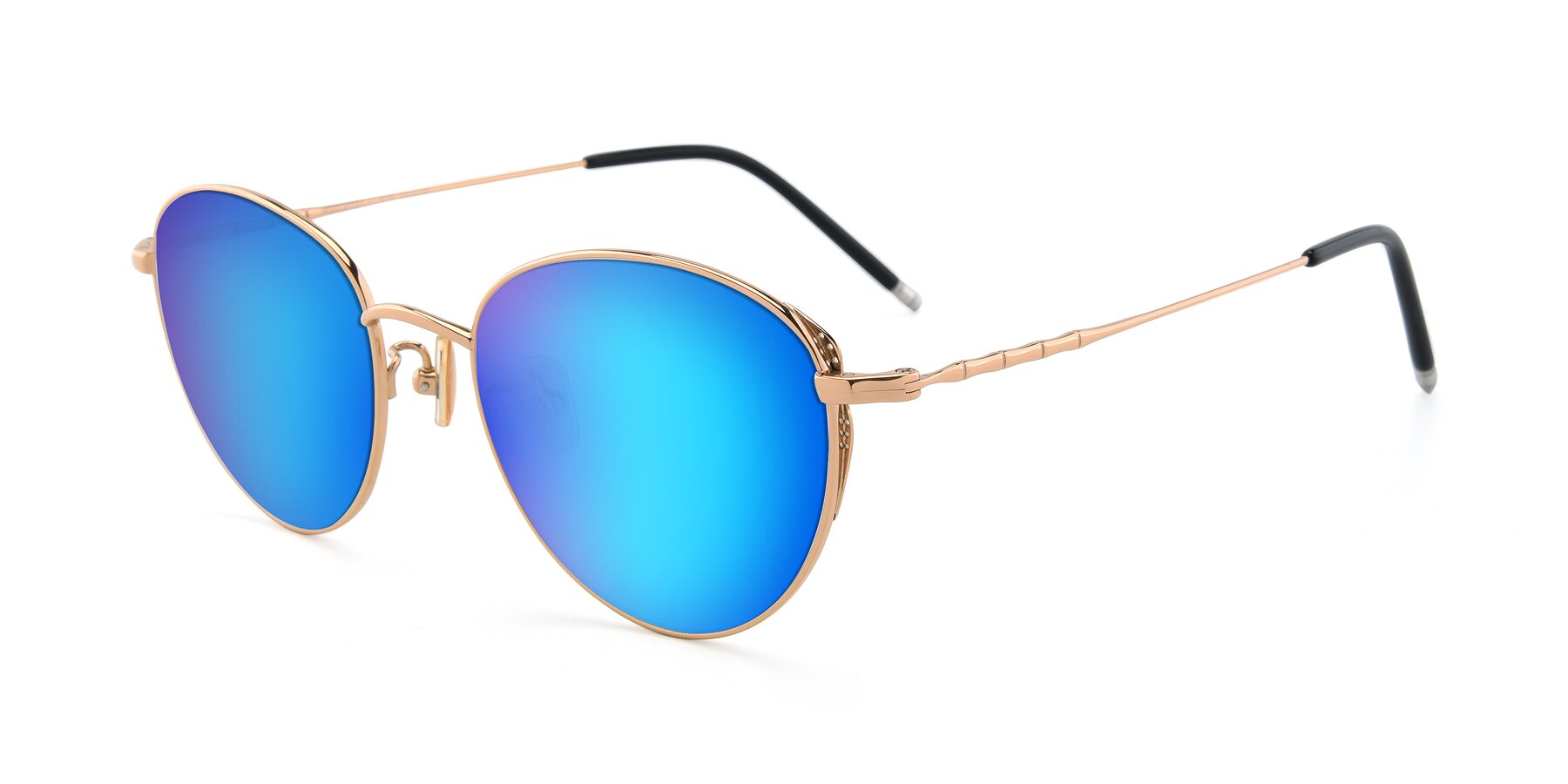 Angle of 90056 in Rose Gold with Blue Mirrored Lenses
