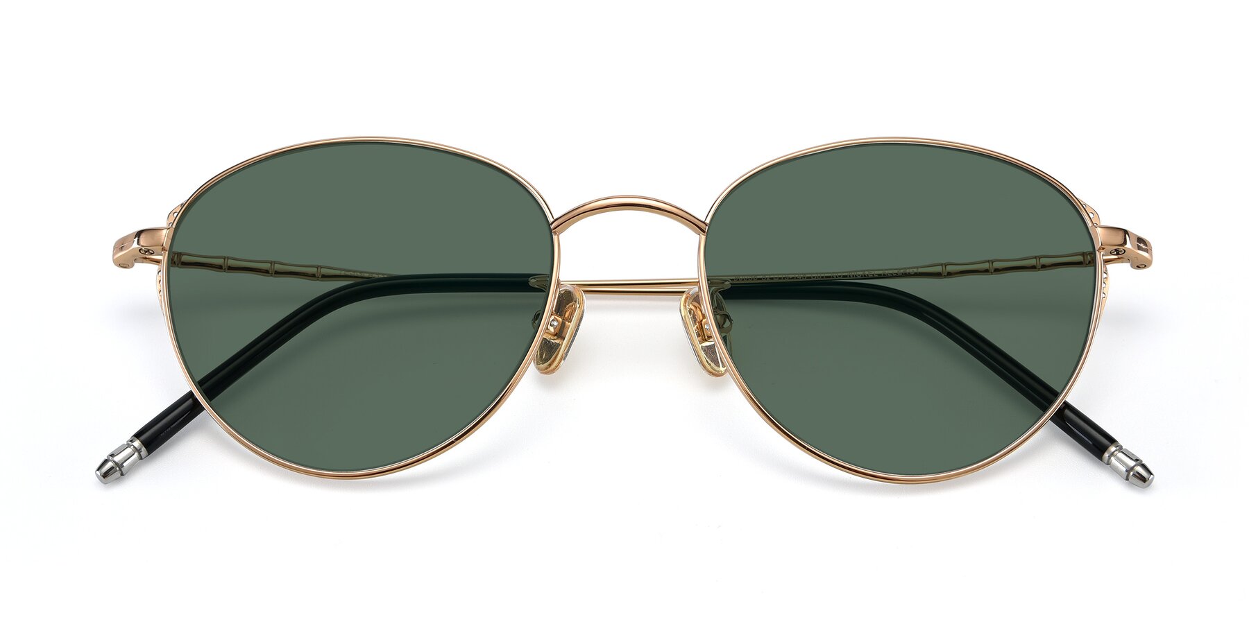 Folded Front of 90056 in Rose Gold with Green Polarized Lenses