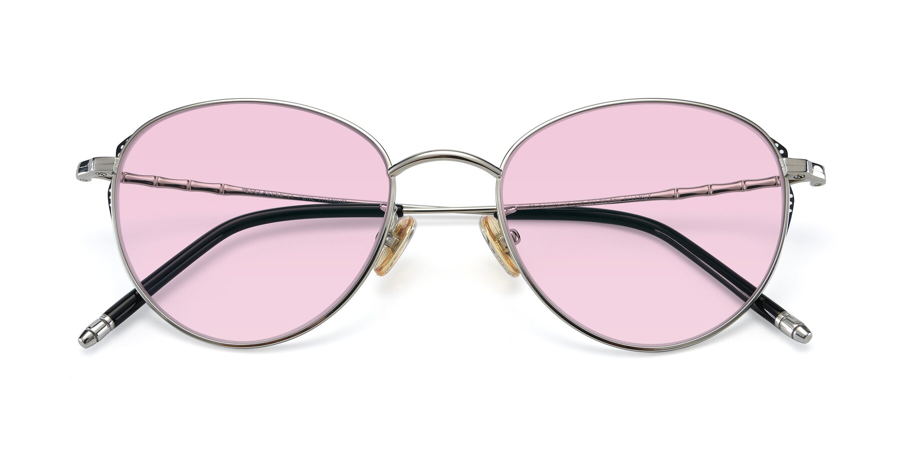 Folded Front of 90056 in Silver with Light Pink Tinted Lenses