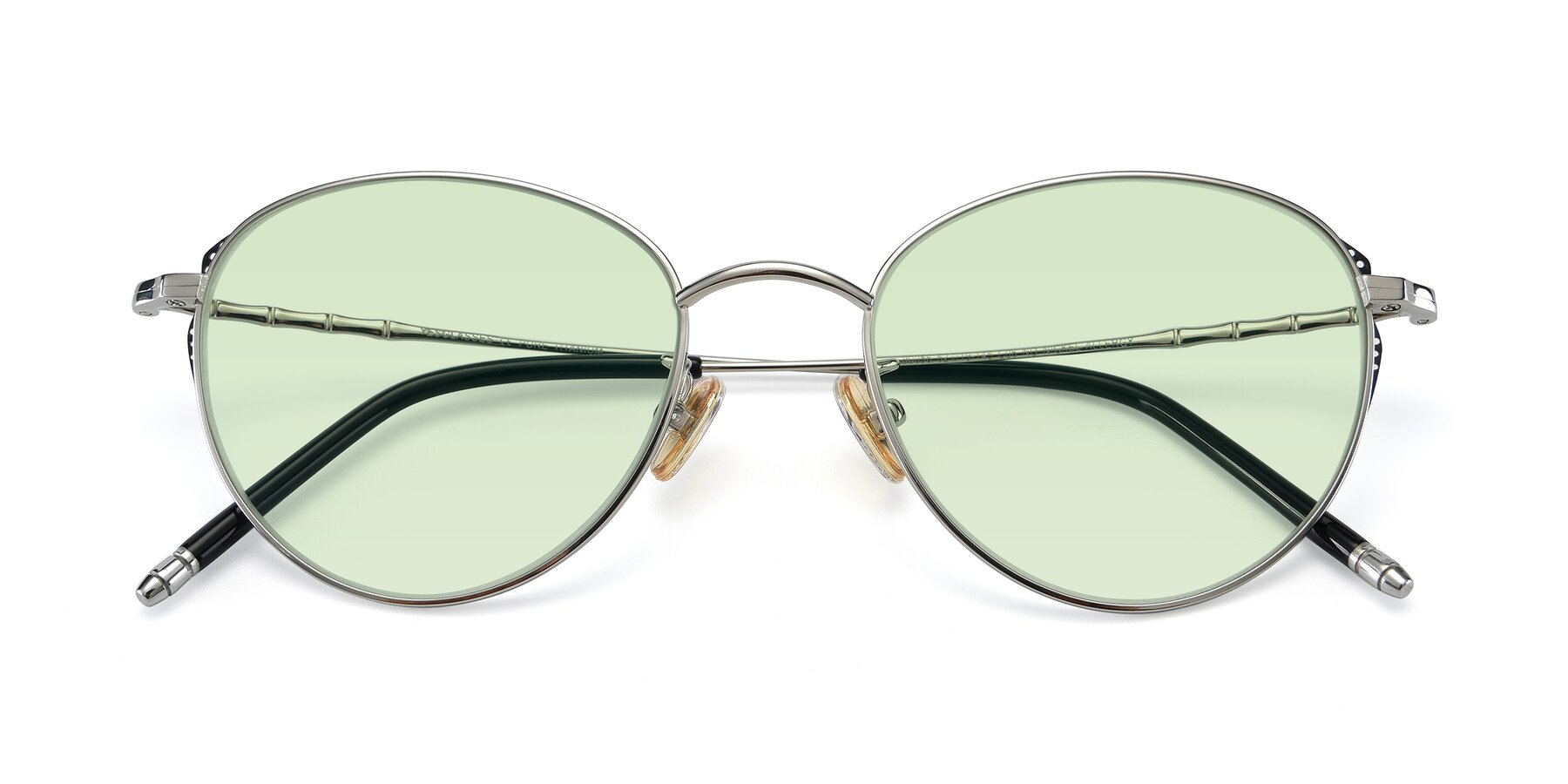 Folded Front of 90056 in Silver with Light Green Tinted Lenses